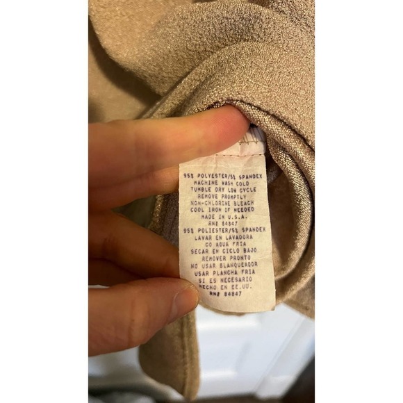 Vintage Nicole Studio Tan Short sleeve Blouse L 10 - Picture 4 of 7